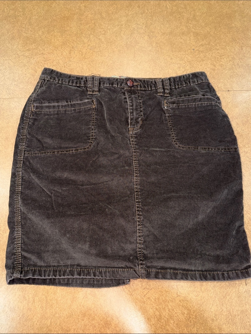 Old Navy Retro 90s Brown Corduroy Midi Skirt with Front Pockets • Size 14